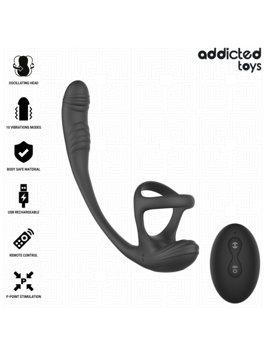 ADDICTED TOYS PLUG ANAL VIBRACION Y WAVING 360º Y ESTIMULADOR TESTICULOS